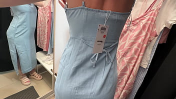 Fitting Room. I Spy On A Busty Beauty Changing Clothes And Fuck Her, Ending Up In Her Pussy
