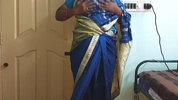 Des Indian Horny Cheating Tamil Telugu Kannada Malayalam Hindi Wife Vanitha Wearing Blue Colour Saree Showing Big Boobs And Shaved Pussy Press Hard Boobs Press Nip Rubbing Pussy Masturbation